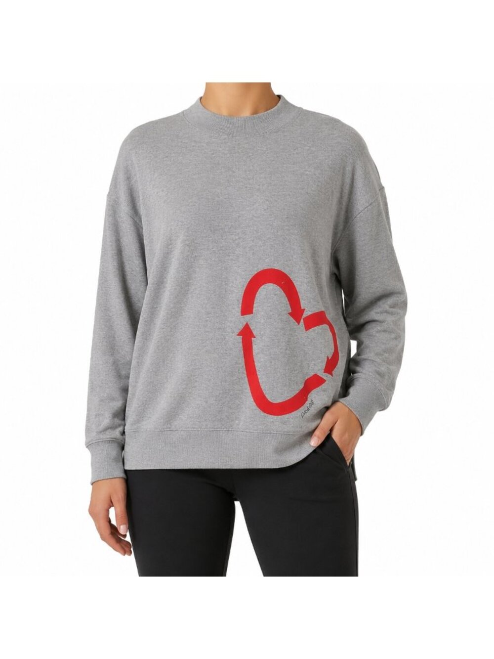 NEW Preloved Grey Mock Neck Heart Appliqué Sweatshirt - Medium